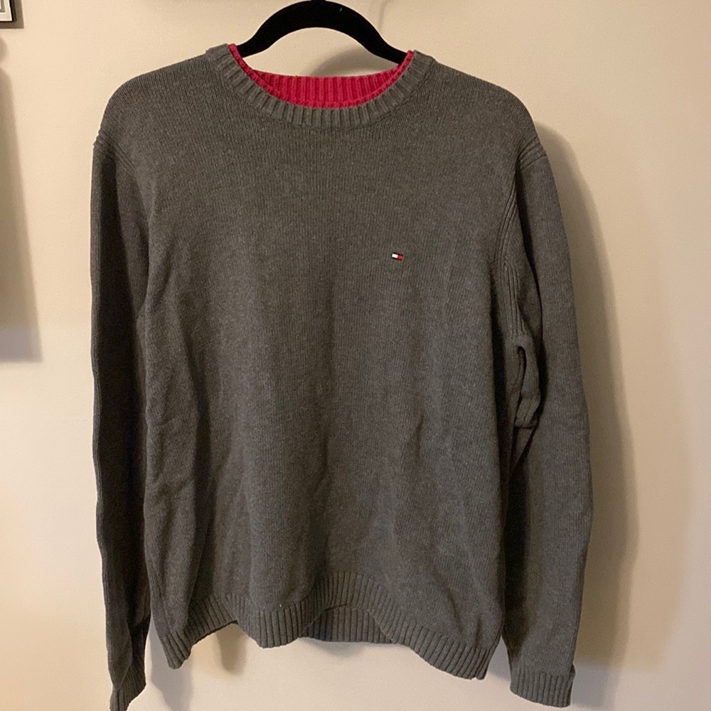 Gray and pink sweater